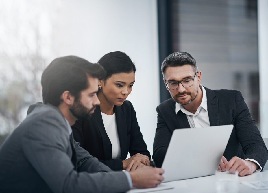 Business leaders discussing company goals.