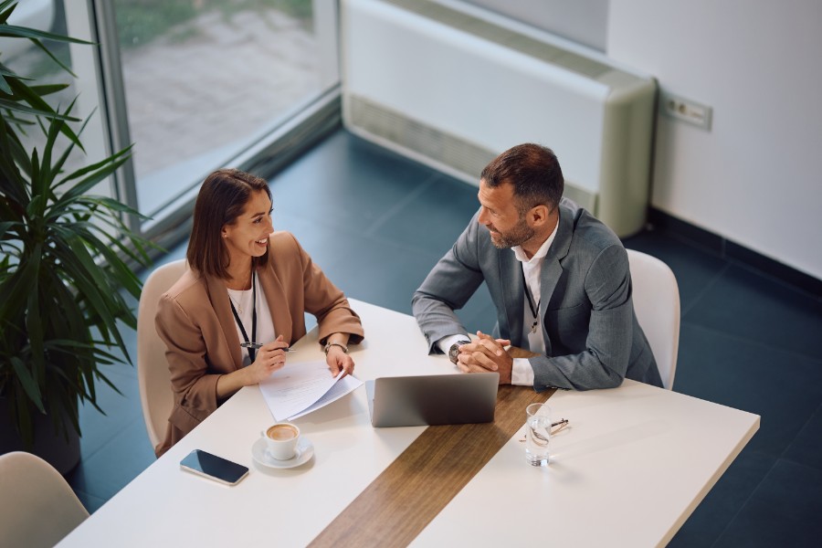 Business team collaborating in a modern office