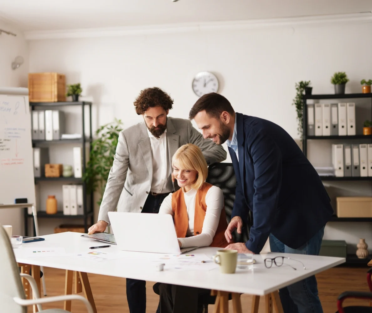 Modern office team working together.